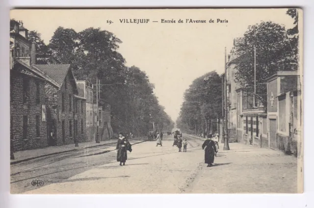 Cpa  Villejuif 94 -  Entree De L'avenue De Paris Maisons Habitants 1910 ~C34