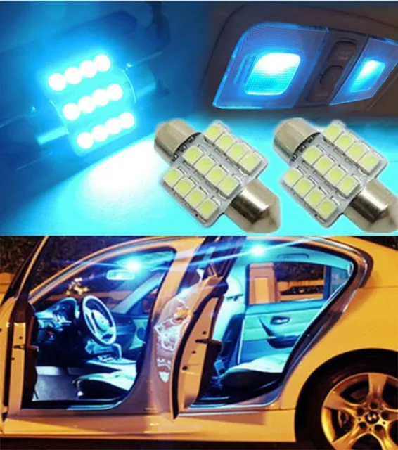 2pcs Top ice blue 12LED 12SMD 1.25" 31mm LED Bulbs Car Interior lights