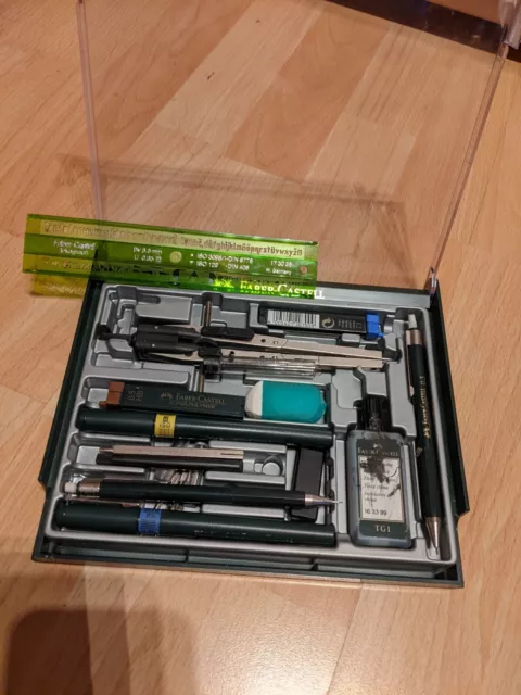 Altes Set Faber Castell Tuschestifte Minenstifte Lineal Minen Tusche Zirkel