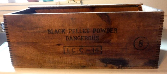 Antique DUPONT 'Pellet Powder Dangerous' Pellet Powder Wood Crate Box c 1910