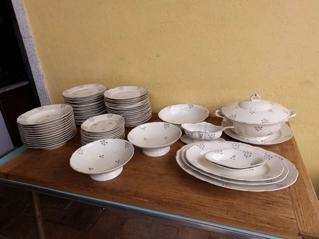SERVIZIO DI PIATTI IN CERAMICA VERBANO LAVENO DECò DECORO ARGENTATO DA 12 68PZ