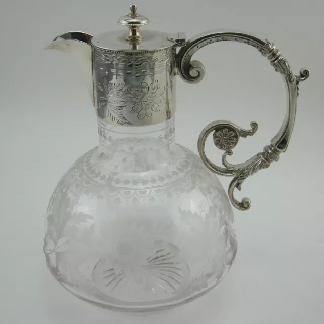 Beautiful Victorian Silver Plated Glass Body Claret Jug