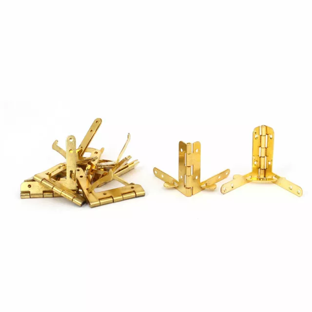 Jewelry Box Wooden Case Iron Foldable Quadrant Hinge Gold Tone 43x40x4mm 10pcs