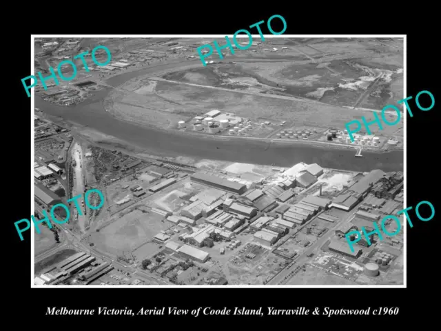 OLD 8x6 HISTORIC PHOTO OF MELBOURNE VIC AERIAL VIEW SPOTSWOOD YARRAVILLE 1960