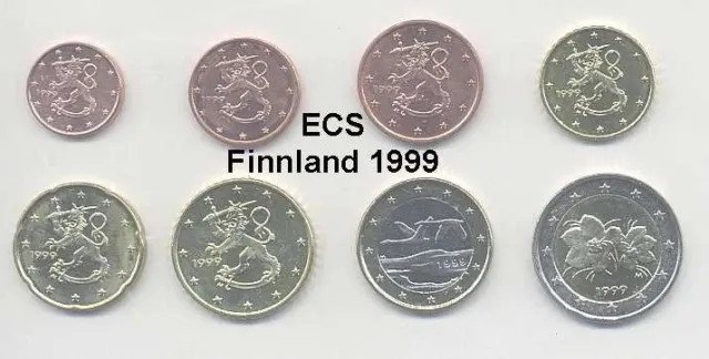 Finnland 1999 KMS Euro-Satz 1 Cent - 2 € unz.-bankfrisch in Münzhülle
