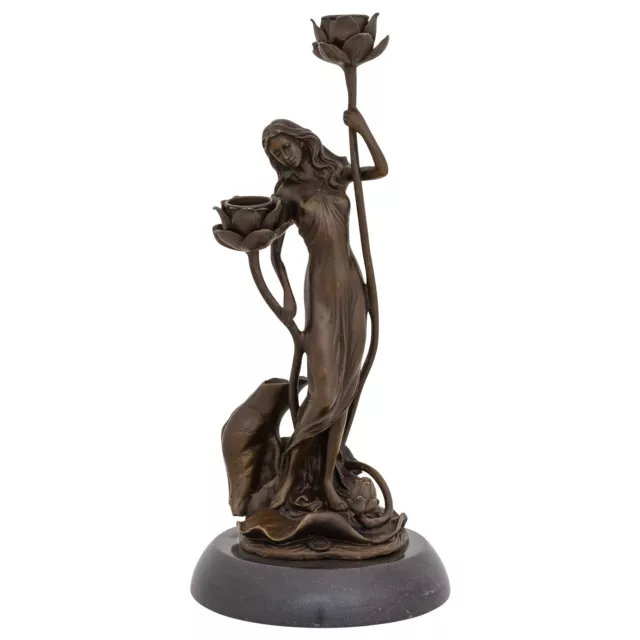 Candelero escultura señora rosa figura de bronce antiqued estatua 35cm