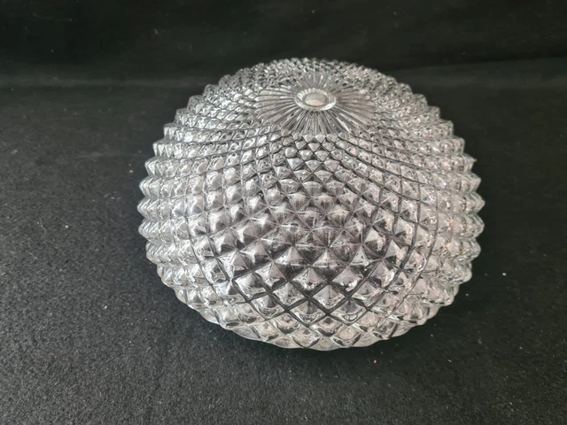Ancien PLAFONNIER 1 FEUX APPLIQUE VINTAGE 1960/70 en VERRE MOULÉ   ÉPAIS