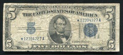 1934-C $5 Five Dollars *Star* Silver Certificate Currency Note 