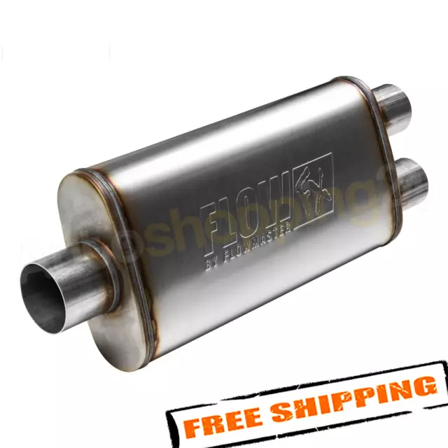 Flowmaster 72288 3" Center In/2.5" Dual Out Stainless Steel FlowFX Muffler