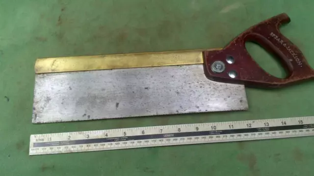 Vintage  Spear &Jackson 12" Brass  back Tenon / Dovetail Saw.