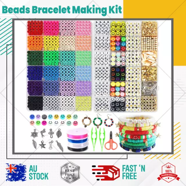 Kalaxs 12000pcs Clay Bead Bracelet Kit, 48 Color Flat Beads Letter Beads Kit ,Jewelry Making Kit with Preppy Heishi Beads and Charms,Crafts for Girls  Adult-3 Boxes Gift Kit : Amazon.in: Home & Kitchen