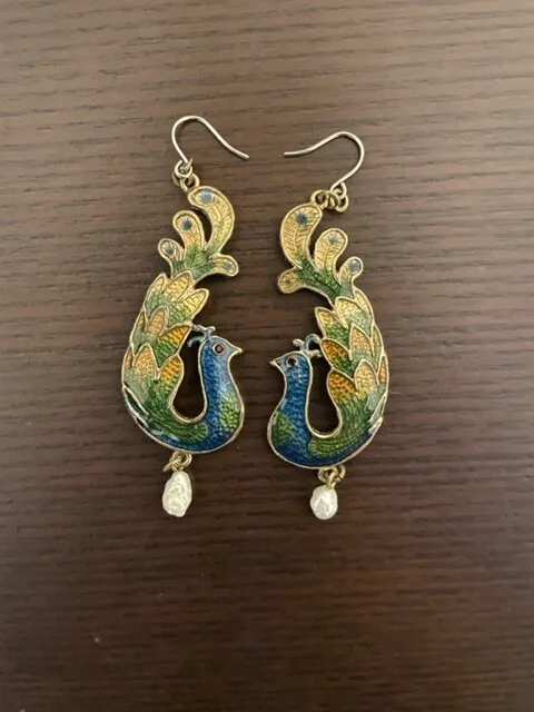 Beautiful Peacock Dangle Earrings