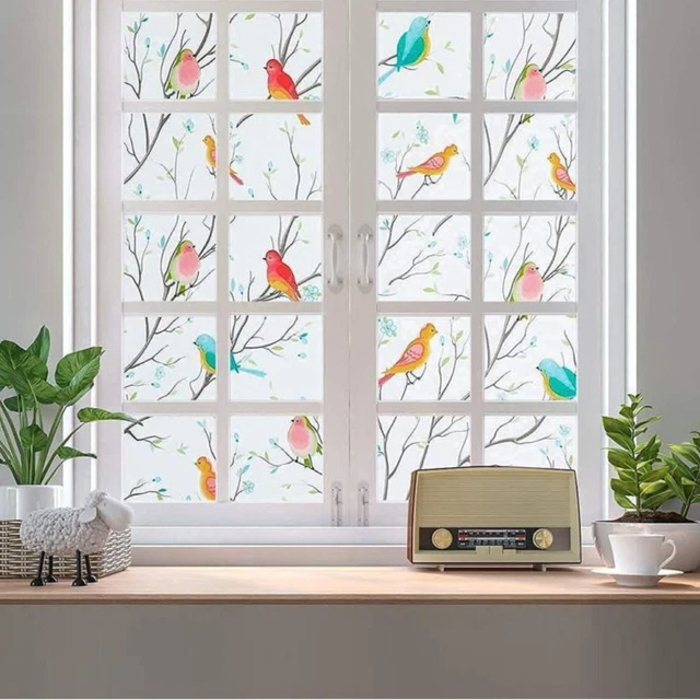 Privacy Window Film Glass Sticker Painted Window Stickers Color Bird Decals