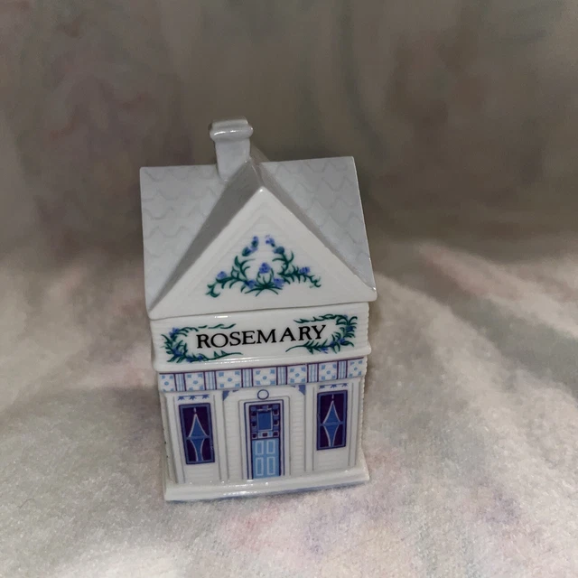 VINTAGE THE LENOX Spice Village Rosemary Porcelain House Jar With Lid