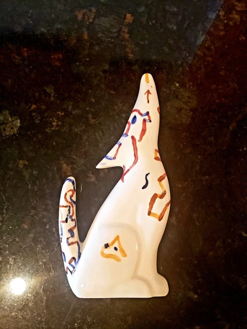 Vintage Howling Coyote Ceramic Figurine Southwestern Decor Art 7" tall