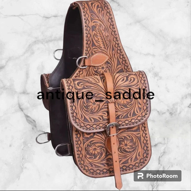 Sac de selle en cuir véritable de vachette Western Trail pour