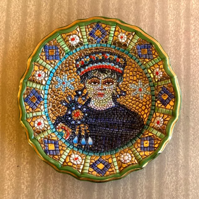 Torretti Deruta Decorative Ceramic Mosaic Wall Plate Made In Italy