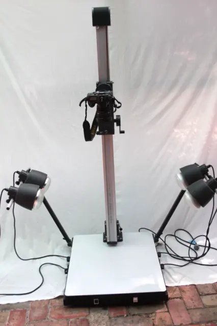 COPY STAND WITH LIGHTS LARGE WITH 4X5 CAMERA lens and shutter