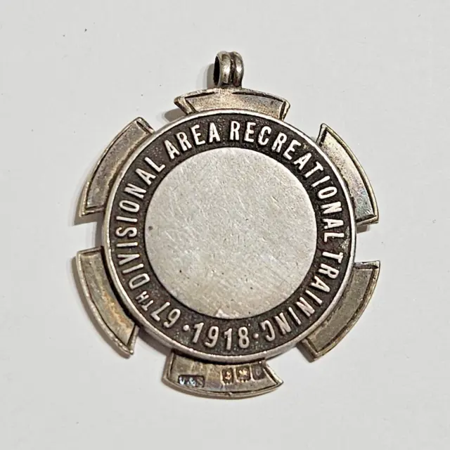 GB WW1 67th DIVISIONAL AREA RECREATIONAL TRAINING 1918 Sterling Silver MEDAL FOB