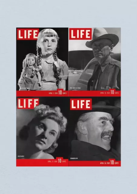 Life Magazine Lot of 4 Full Month of April 1939 3, 10, 17, 24 WWII ERA