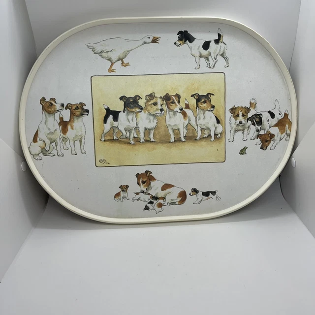 Jack Russel Terrier Louise Wood 1986 England Grays Terrier Product Oval Tray