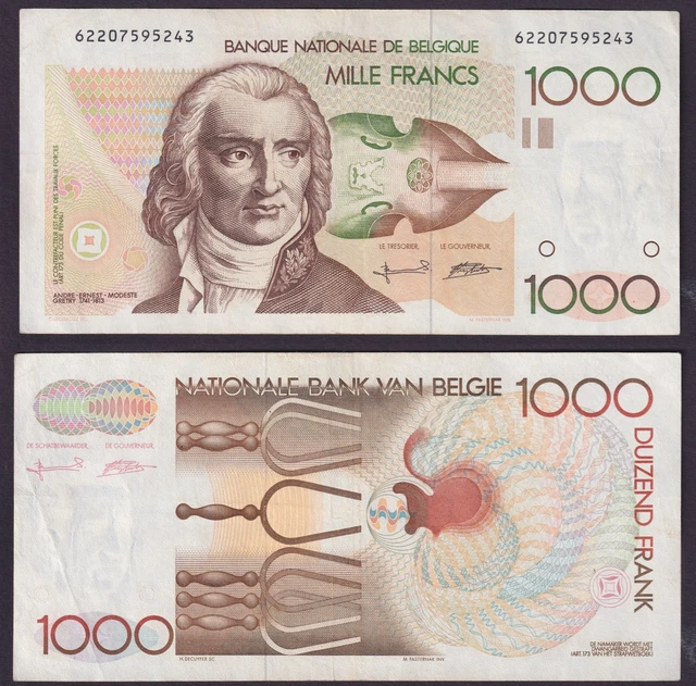 Belgium 1000 Francs ND 1980-96 * P-144a * VF+ * King Baudouin I *