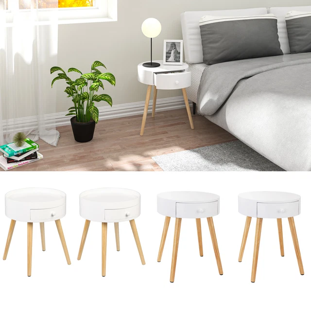 LINSY HOME Nachttisch 2er Set Mit Steckdose - Farmhouse Design Mit Schublade & Regal