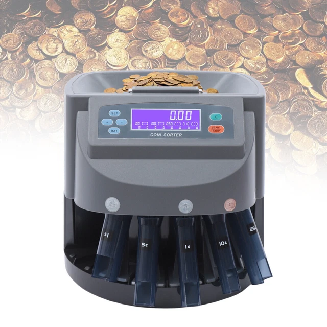 Commercial Coin Counter Sorter Machine Fast Sorting Money Change Sorter with LCD