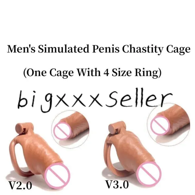 Realistic Chastity Design Chastity Cage 4 Sizes Non Detachable Rings Locks