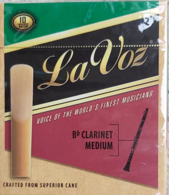 Box of Ten Medium Strength La Voz Bb Clarinet Reeds in Original Packaging