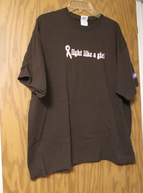 American Cancer Society "Fight Like A Girl" T-shirt (XL) Brown Gildan Ultra Cott