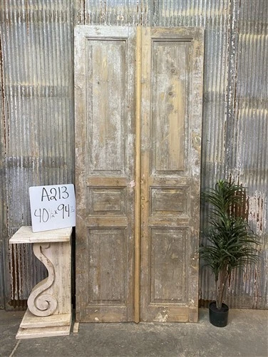 Antique French Double Doors (40.5x94.5) Raised Panel Doors, European Doors A213
