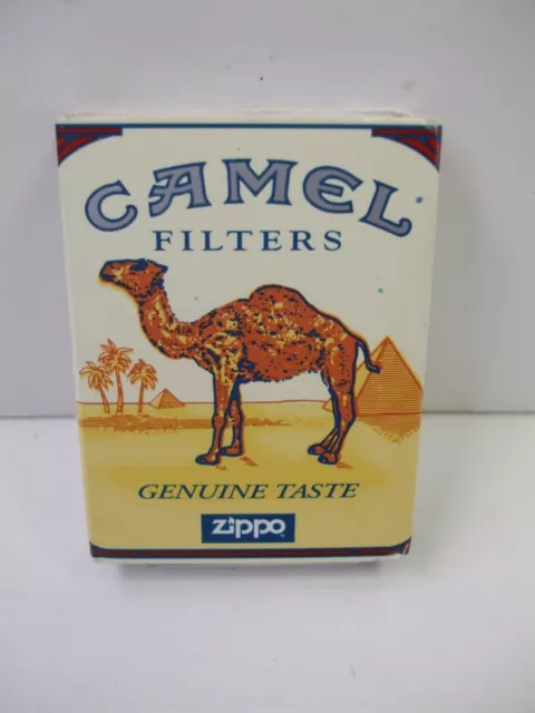 Camel Zippo - Brushed Chrome Tin With Cardboard Slip Cover - Empty No Lighter