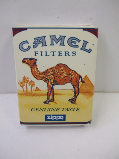 Camel Zippo - Brushed Chrome Tin With Cardboard Slip Cover - Empty No Lighter