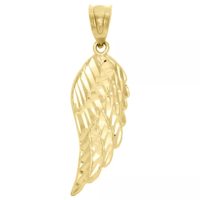 14K Yellow Gold Plated Silver Unisex Texture Small Angel Wing Pendant