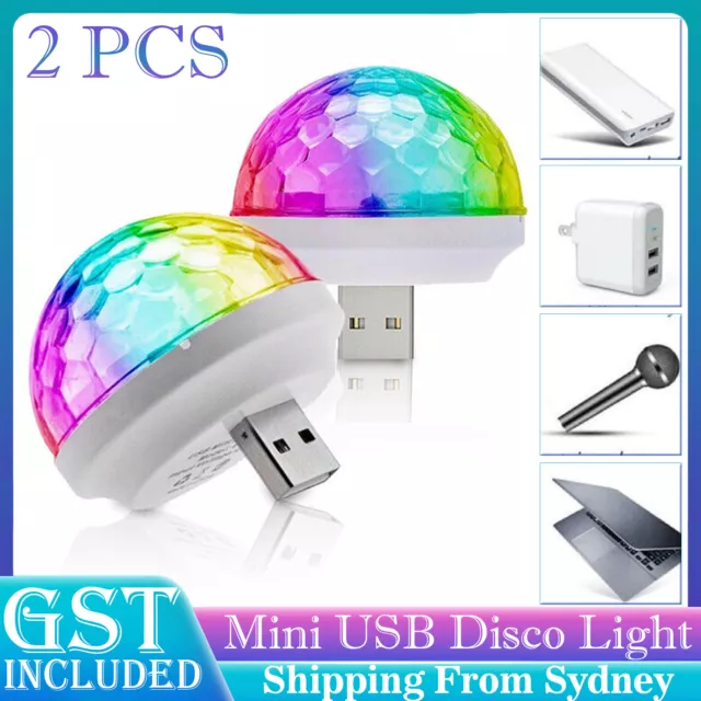 2PCS USB Mini LED RGB Disco Stage Light Party Club DJ KTV Magic Phone Ball Lamp