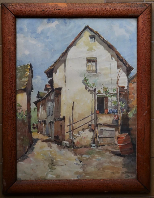 TABLEAU PEINTURE ANCIEN années 30 - scène de village - signé Dalmon EUR