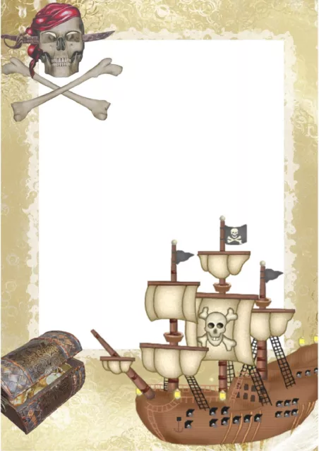 20 Blatt Briefpapier Motivpapier mit Piraten-Motiv Seeräuber Maritim 100g/qm NEU