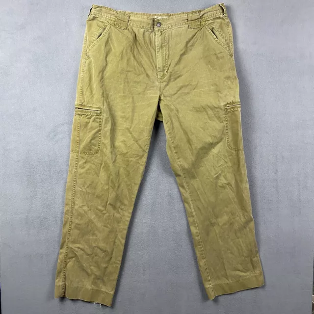 The Territory Ahead Pants Men 38x28 Green Cotton Cargo Chino Straight Fit Hiking