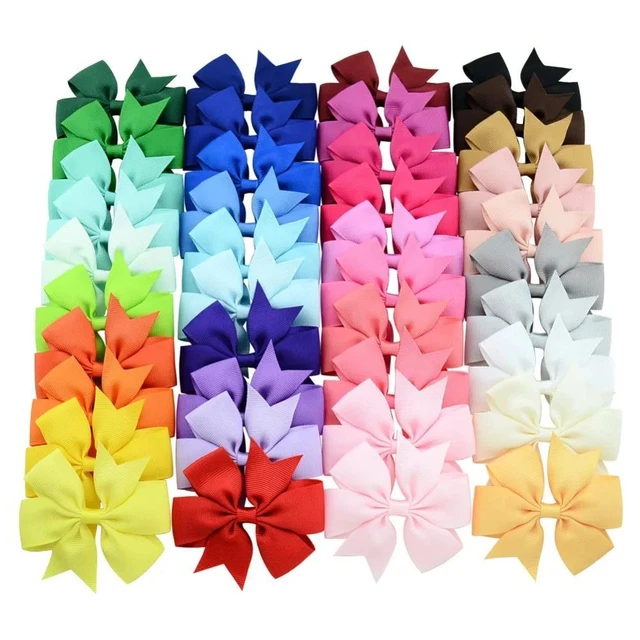 Grosgrain Ribbon Bows Hair Clips Women Girls Kids Solid Color Headwear Clips 1pc