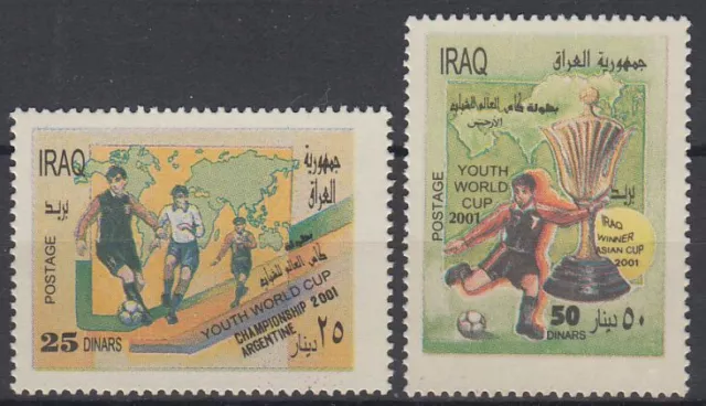 Irak Iraq 2001 ** Mi.1662/63 Fußball Weltmeisterschaft Junioren Weltkarte