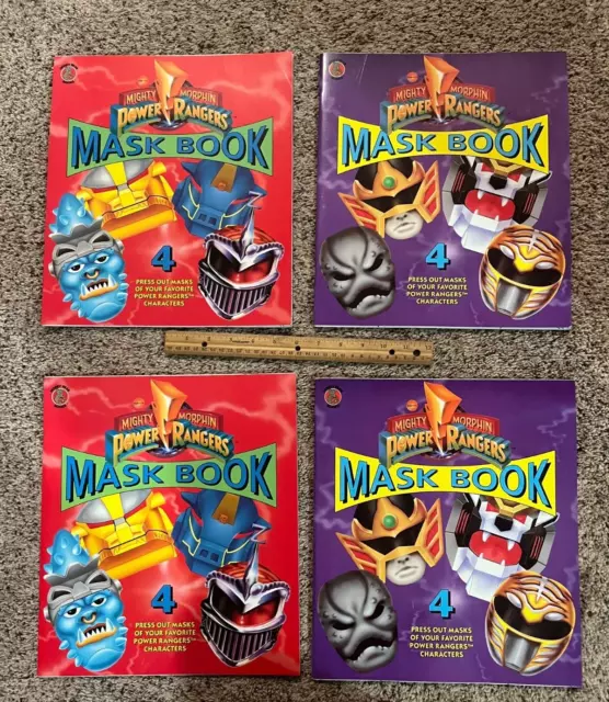 LOT of (4) MIGHTY MORPHIN POWER RANGER MASK BOOKS each with 4 Press Out Masks 8