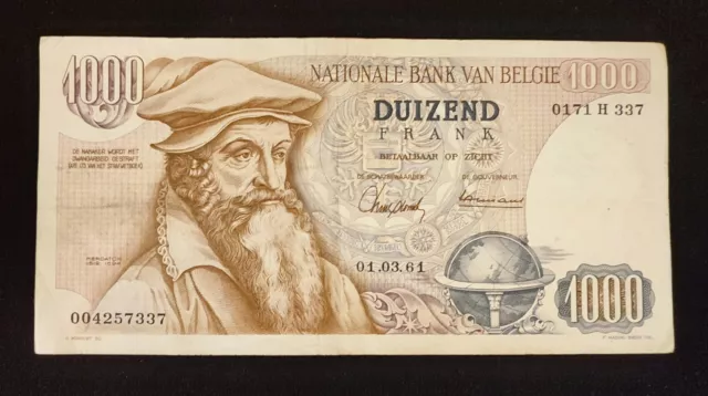 Billet Belgique, 1000 Francs, (1961), Etat Sup
