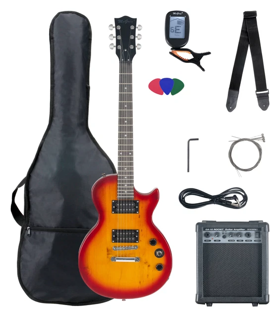 Pack Guitare électrique Single-Cut Humbucker Orange Burst Amplificateur Sac