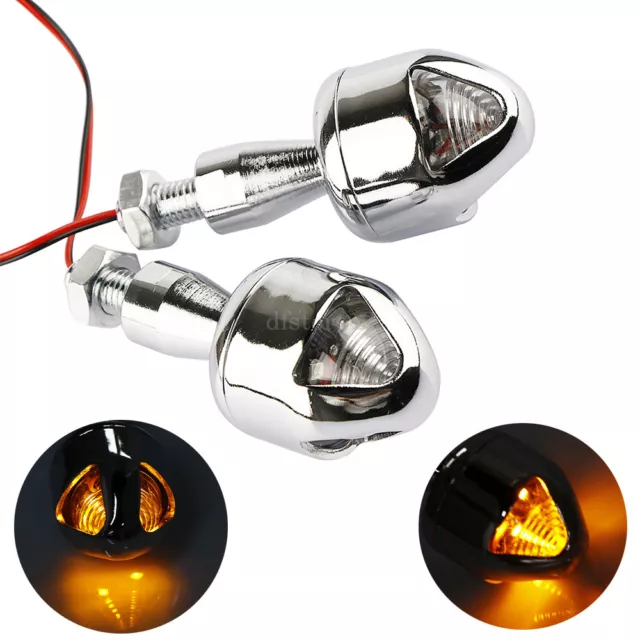 2x MÉTAL clignotants moto eclairage lampe universel pour Harley Honda scooter