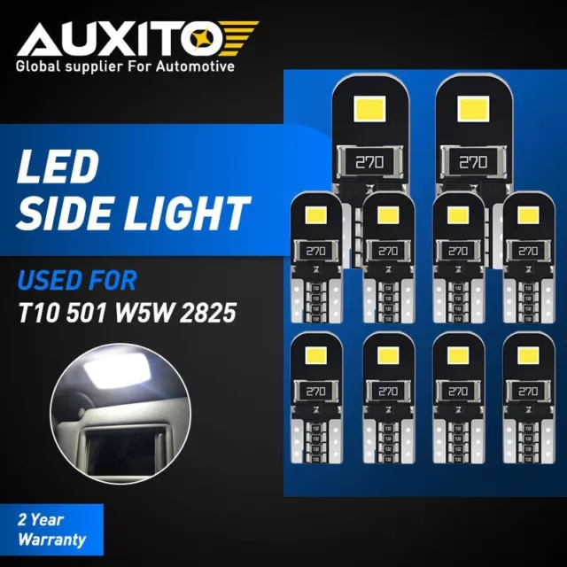 10X Auxito 501 W5W Led Wedge License Number Plate Light Bulb T10 Error Free 12V