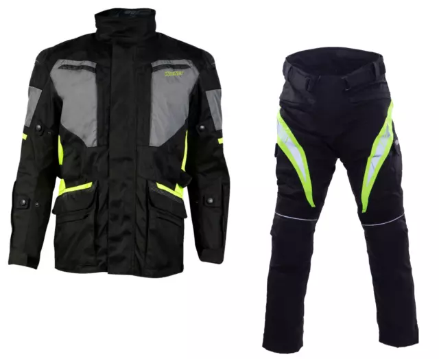 Tuta completo da per moto 3 strati giacca e pantalone cordura con protezioni