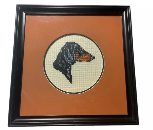 "Imagen artística vintage enmarcada de punto de cruz de Doberman de 10"""