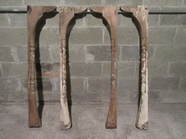 ~ Set Of 4 Antique Oak Columns From A Fireplace Mantel ~ 48 Inches ~ Salvage ~