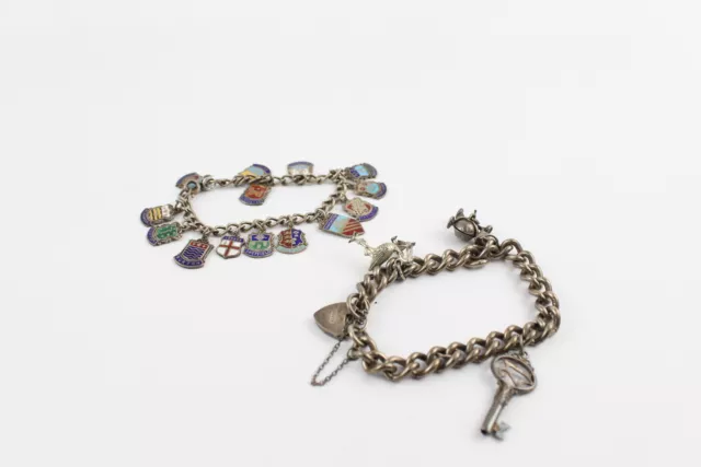 STERLING SILVER CHARM Bracelets Souvenir Animal Key x 2 Weight 67g